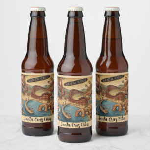 Santa Cruz Kalifornien Whimsical Karte UCSC Boardw Bierflaschenetikett