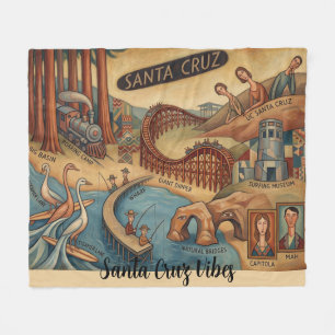Santa Cruz Kalifornien Whimsical Karte UCSC Boardw Fleecedecke