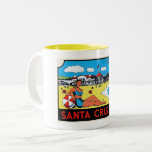 Santa Cruz, Kaliforniens Gepäcksiegel Vintag Zweifarbige Tasse