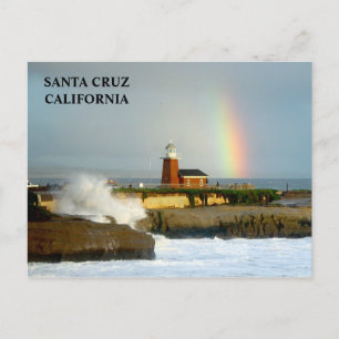 Santa Cruz Leuchtturm/Regenbogen-Postkarte Postkarte