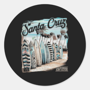 Santa Cruz Männer Frauen Kalifornien Retro Sonnenu Runder Aufkleber