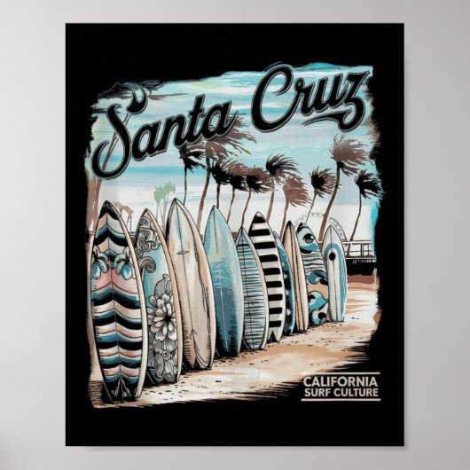Santa Cruz Men Women California Retro Sunset Vinta Poster (Vorne)