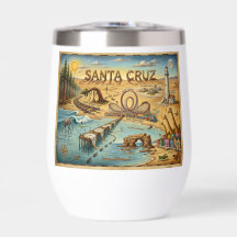 Santa Cruz Pop Art Karte – Kühnes Küstenlandmarke