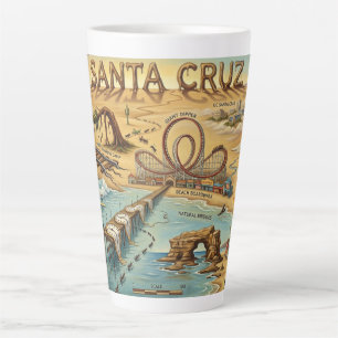Santa Cruz Pop Art Karte – Kühnes Küstenlandmarke Milchtasse