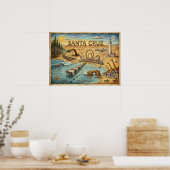Santa Cruz Pop Art Karte – Kühnes Küstenlandmarke Poster (Küche)