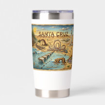 Santa Cruz Pop Art Karte – Kühnes Küstenlandmarke