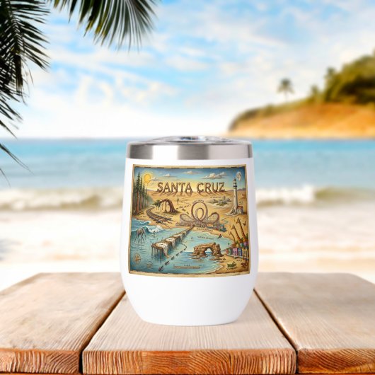 Santa Cruz Pop Art Map – Bold Coastal Landmark (Strand (gedreht))