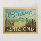 Santa Cruz Postcard Beach Vintage Postkarte (Vorderseite)