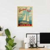 Santa Cruz Sailboat Vintage Reise Kalifornien Poster (Heimbüro)