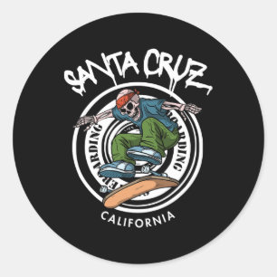 Santa Cruz Skater Laid Back California Skelett Sk Runder Aufkleber