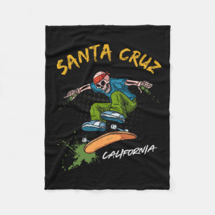 Santa-Cruz Skeleton Skateboard Beach Funny Hallowe Fleecedecke