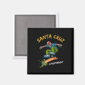 Santa-Cruz Skeleton Skateboard Beach Funny Hallowe Magnet (Vorderseite/Rückseite)