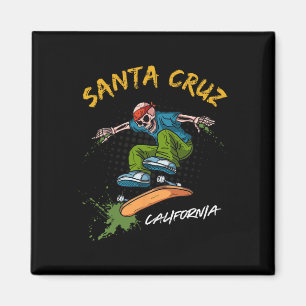 Santa-Cruz Skeleton Skateboard Beach Funny Hallowe Magnet