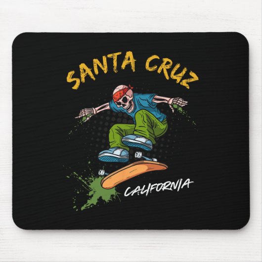 Santa-Cruz Skeleton Skateboard Beach Funny Hallowe Mousepad (Vorne)