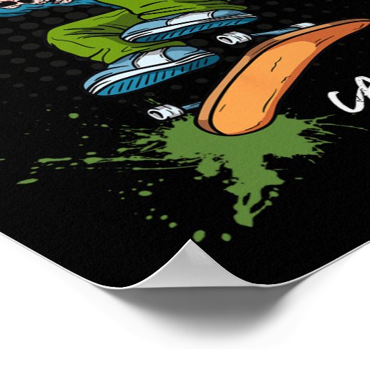 Santa-Cruz Skeleton Skateboard Beach Funny Hallowe Poster (Ecke)