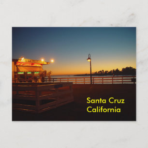 Santa Cruz Sunset on Wharf - Postkarte
