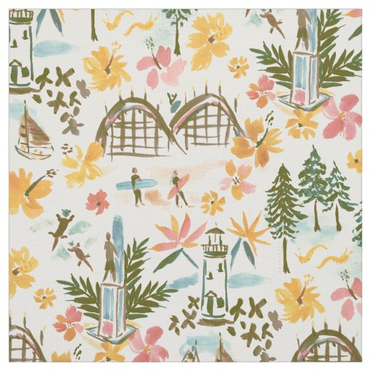 SANTA CRUZ TOILE Surfbrett Küstendruckerei Stoff (Muster)