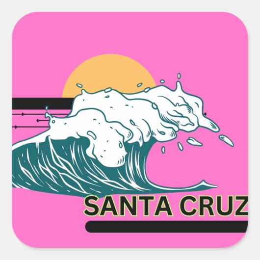 Santa Cruz Wave bei Sunset Pink Aufkleber (Vorderseite)