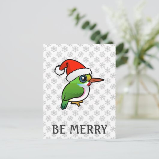 Santa Cuban Tody Feiertagspostkarte (Stehend Vorderseite)