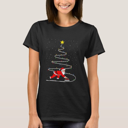 Santa Curling Christmas Tree T-Shirt (Vorderseite)