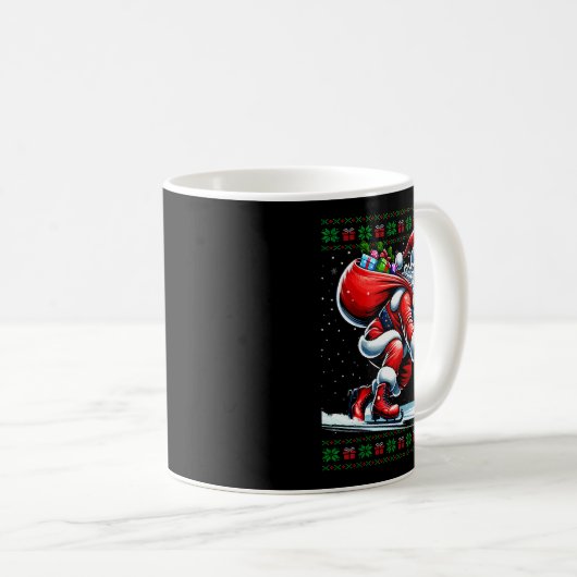 Santa Curling Ugly Christmas Sweater  Kaffeetasse (VorderseiteRechts)