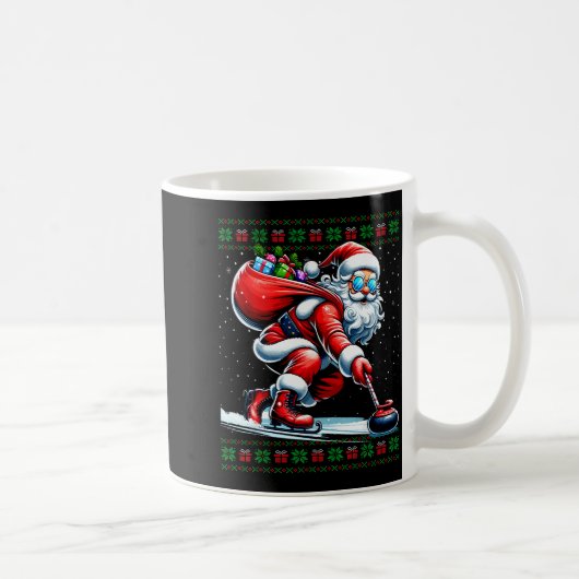 Santa Curling Ugly Christmas Sweater Kaffeetasse (Rechts)