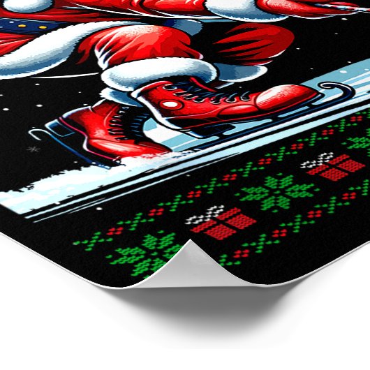 Santa Curling Ugly Christmas Sweater  Poster (Ecke)