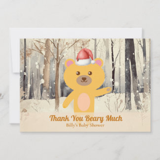 Santa Cute Bear Baby Shower Custom Thank You Card Feiertagskarte