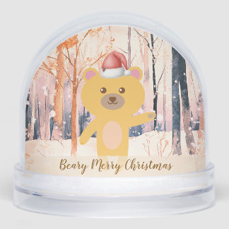 Santa Cute Bear Personalized Christmas Snow Globe Schneekugeln