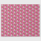 Santa Cute Jolly Girl Pink Red Presents Geschenkpapier (Flach)