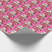 Santa Cute Jolly Girl Pink Red Presents Geschenkpapier (Ecke)