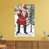 Santa Cutting Weihnachtsbaum Leinwanddruck (Insitu (Wohnzimmer))