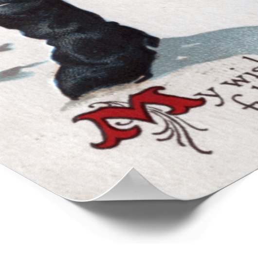 Santa Cutting Weihnachtsbaum Poster (Ecke)