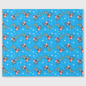 Santa Cycling with Reindeer Geschenkpapier (Flach)