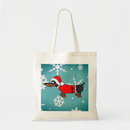Santa Dachshund Dog Snowflakes Budget Tote Bag Tragetasche