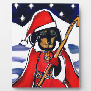 SANTA-DACHSHUND FOTOPLATTE