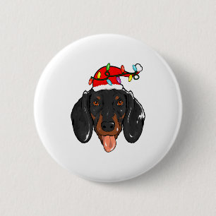 Santa-Dachshund-Licht-Weihnachten Button