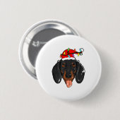 Santa-Dachshund-Licht-Weihnachten Button (Vorne & Hinten)
