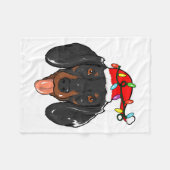 Santa Dachshund Light Christmas Fleecedecke (Vorderseite (Horizontal))