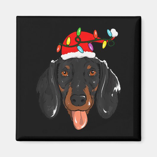 Santa Dachshund Light Christmas Magnet (Vorne)