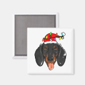 Santa Dachshund Light Christmas  Magnet (Vorderseite/Rückseite)
