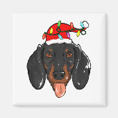 Santa Dachshund Light Christmas Magnet (Vorne)