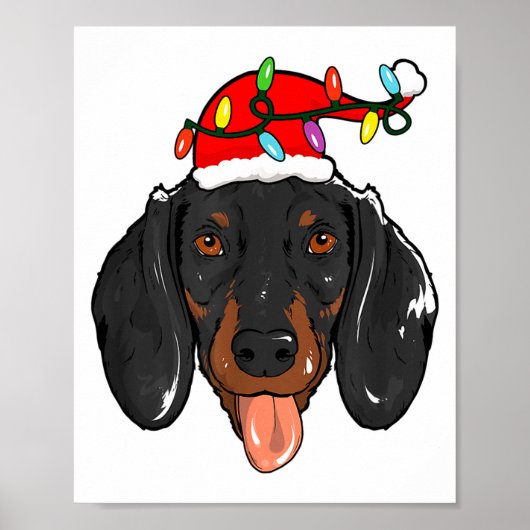 Santa Dachshund Light Christmas Poster (Vorne)