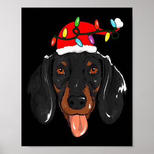 Santa Dachshund Light Christmas Poster (Vorne)