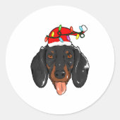 Santa Dachshund Light Christmas Runder Aufkleber (Vorderseite)