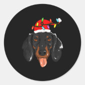 Santa Dachshund Light Christmas Runder Aufkleber (Vorderseite)