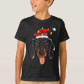 Santa Dachshund Light Christmas T-Shirt (Vorderseite)