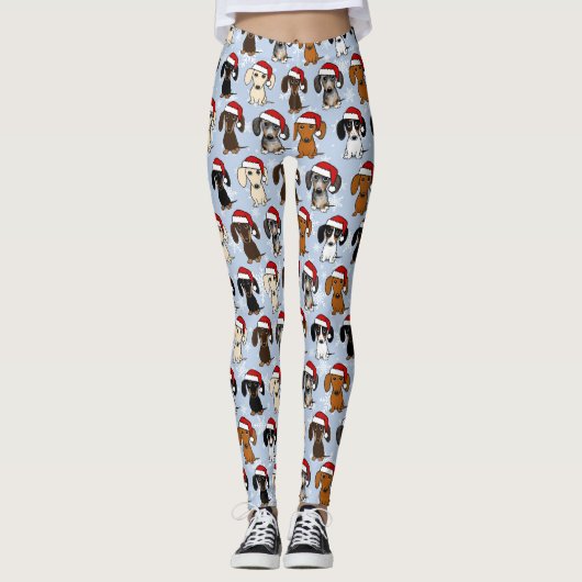Santa Dachshunds Cute Wiener Dogs Christmas Leggings (Vorderseite)