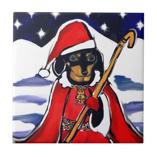 SANTA-DACHSUND FLIESE (Vorderseite)