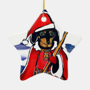 SANTA-DACHSUND KERAMIK ORNAMENT